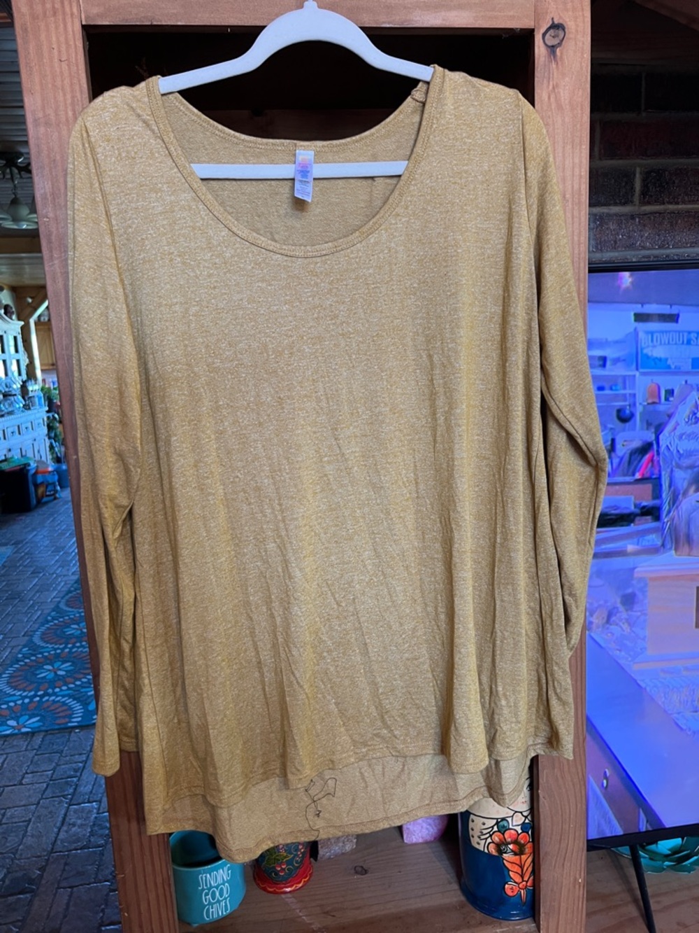 LuLaRoe Long Sleeve Scoop Neck Top in Mustard Gold